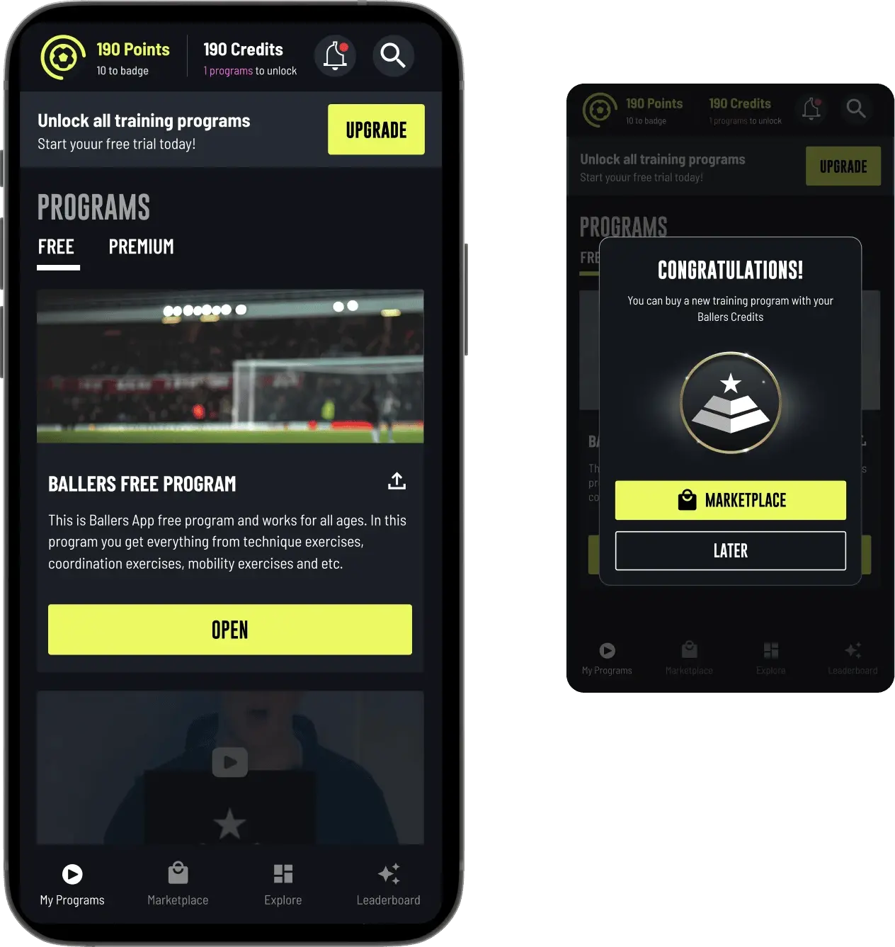 Ballers website mockup