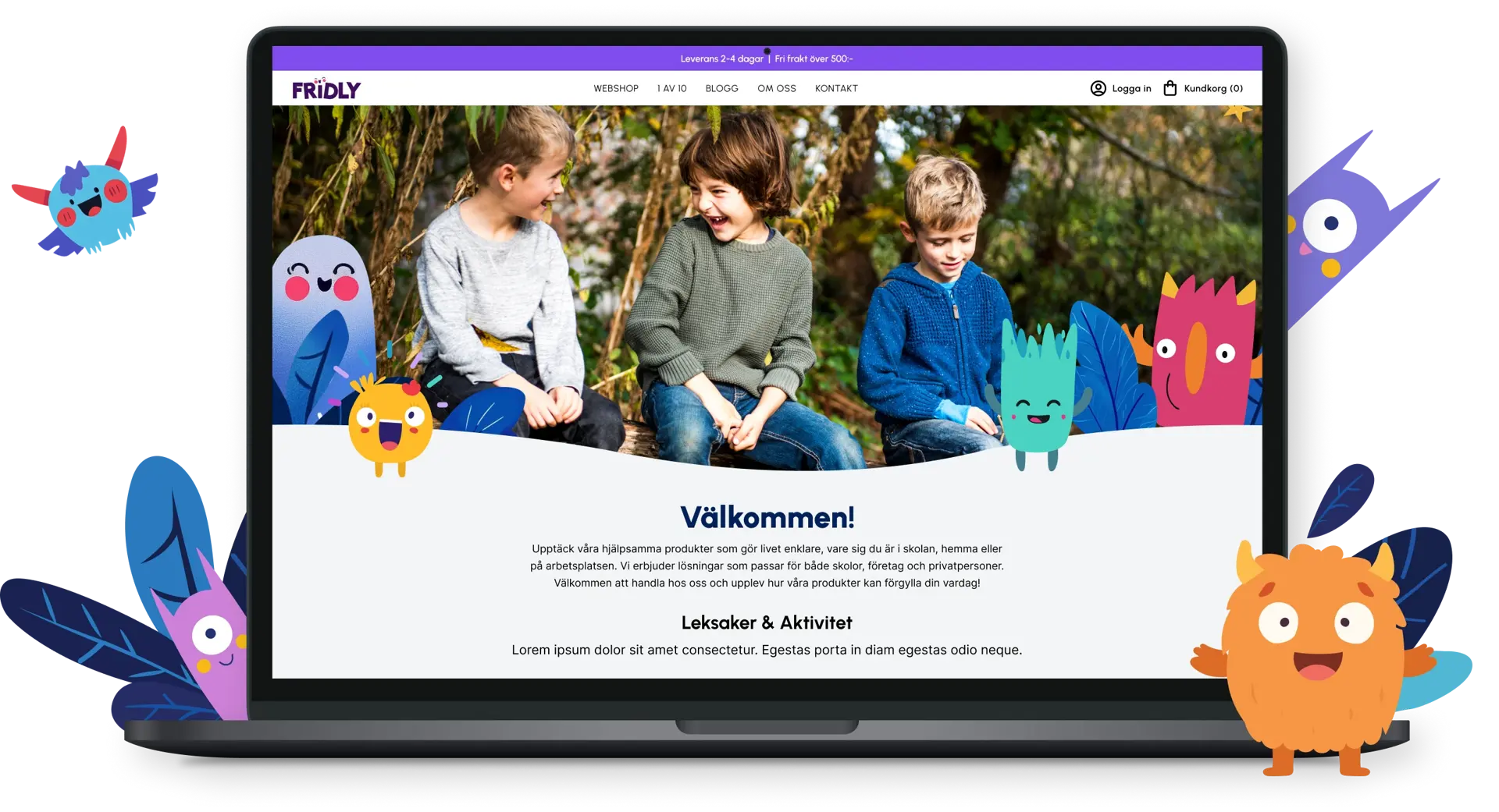 Fridly website mockup