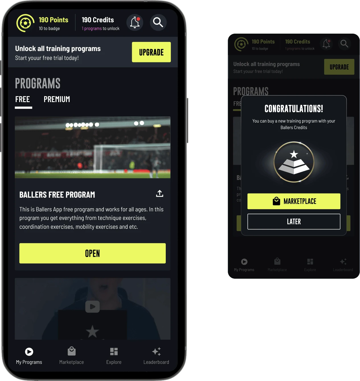 Ballers website mockup