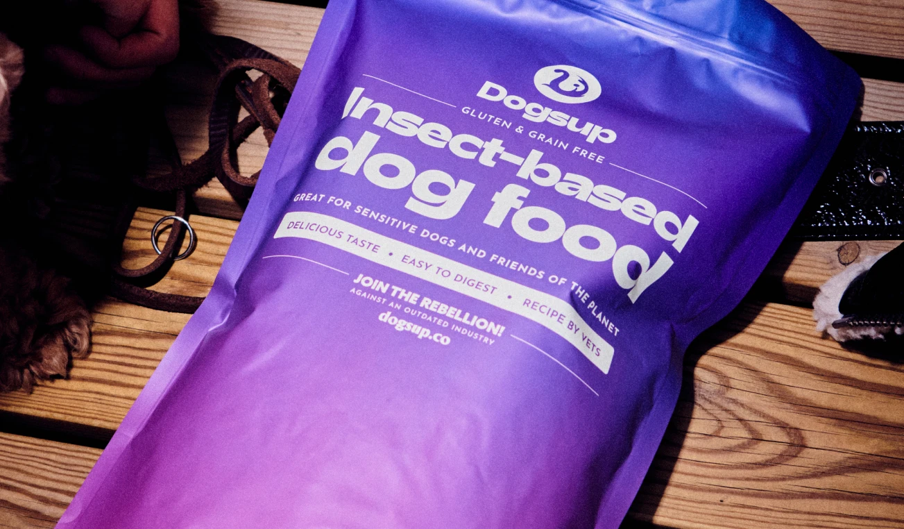 Dogsup packaging on bench