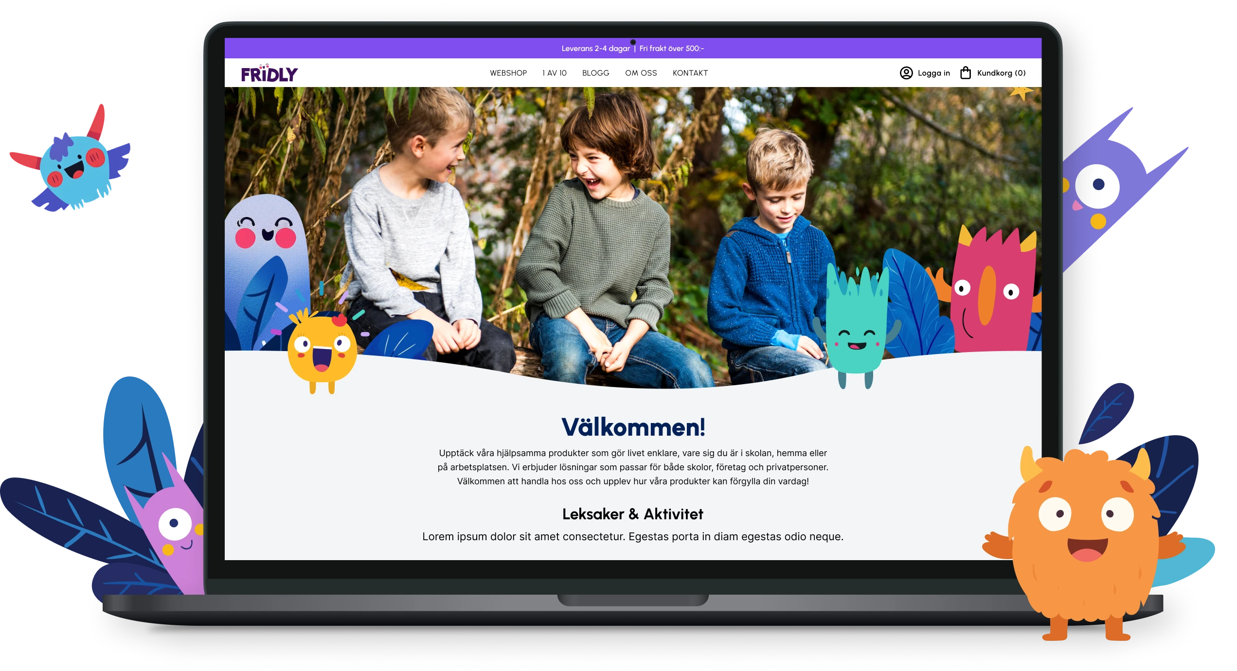 Fridly website mockup